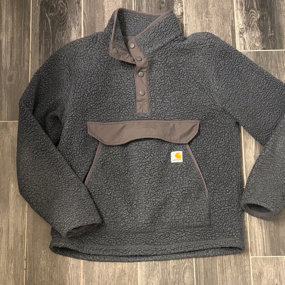 Carhartt Charcoal Gray Sherpa Snap-Placket Pullover size S men’s